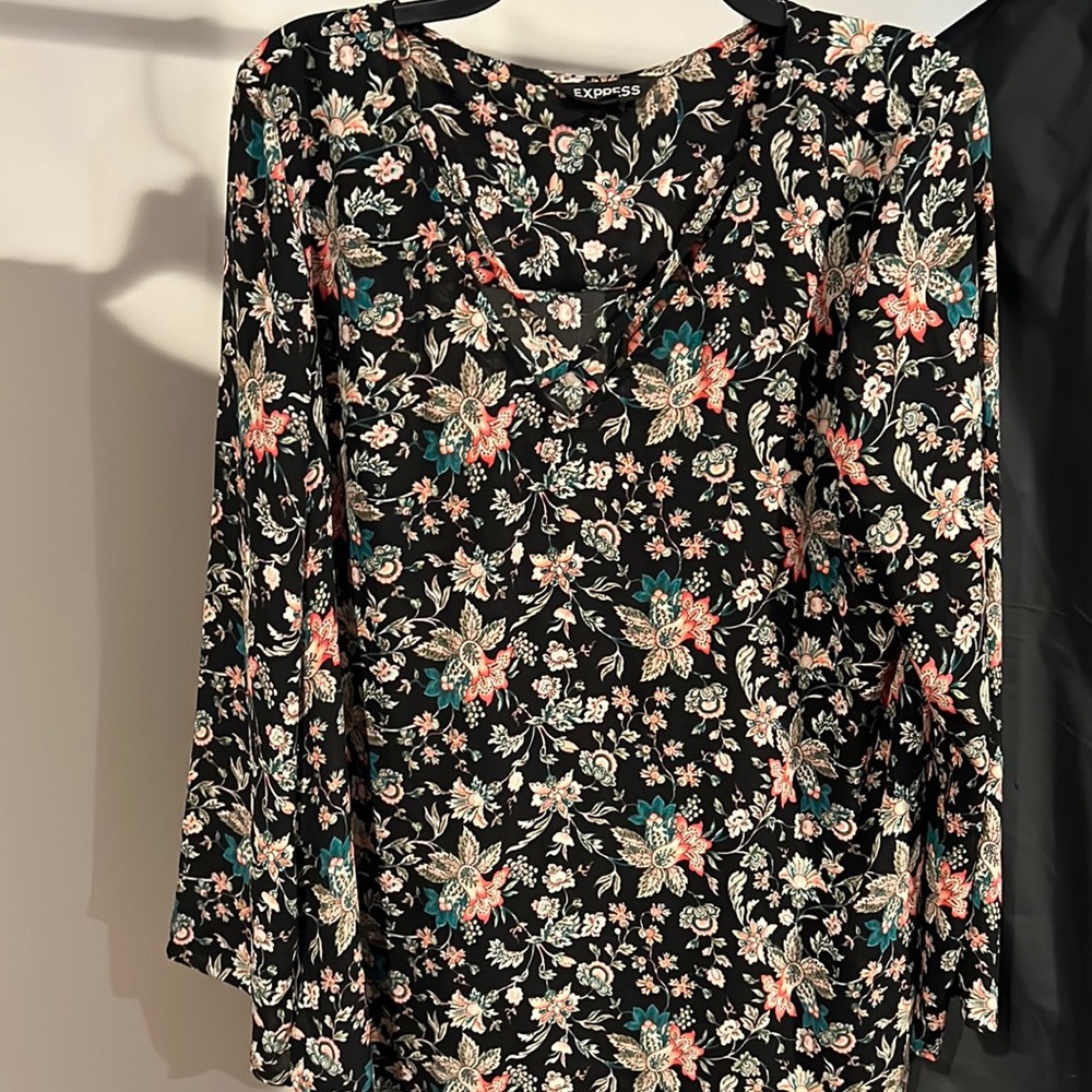 Black floral blouse